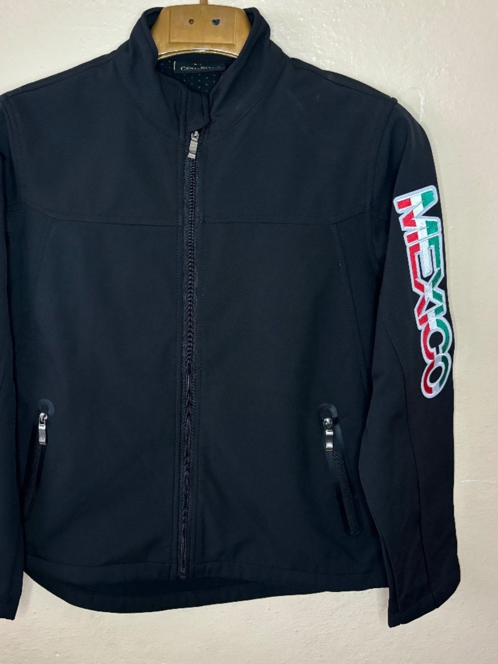 Womens Zipper Black Jacket with Mexican Flag butterfly shape